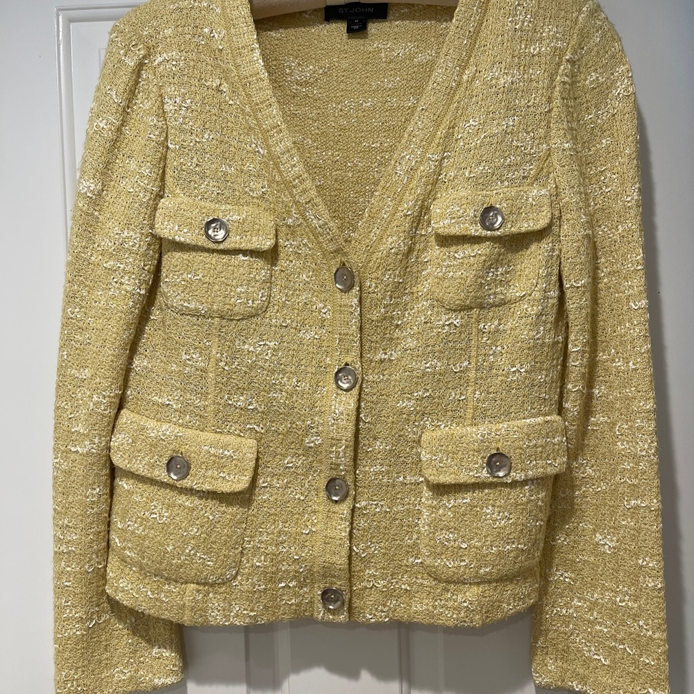 St.John Boucle Yellow Knit Jacket